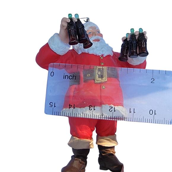Vintage Coca-Cola Santa Ornament with Six-Pack Bottles 1990s Resin - Picture 3 of 10